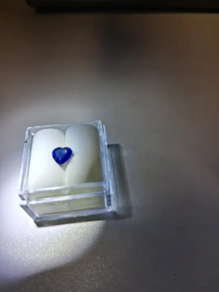 Blue sapphire heart shape in display box
