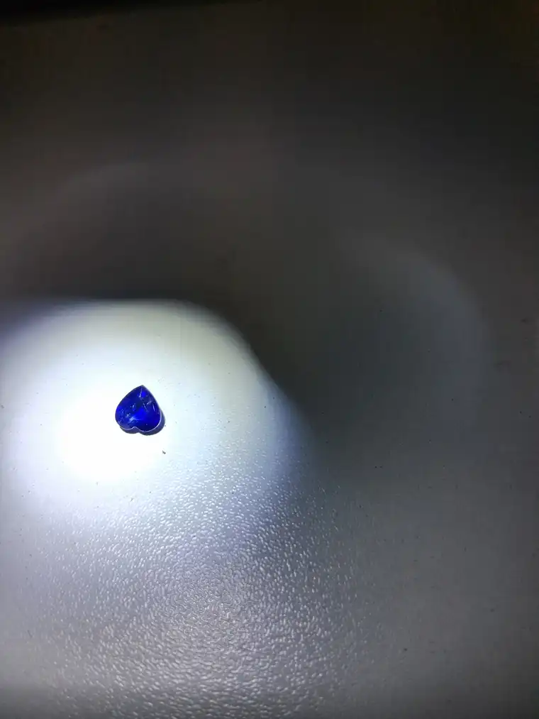 Close view of heart shape blue sapphire